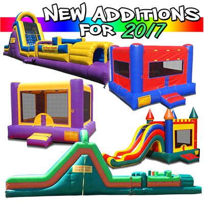 New additions — obstacle courses, combo slides and bounce houses